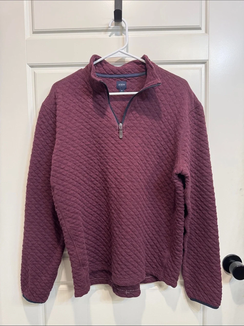 J. Crew Quilted Half-Zip Sweater in Wine